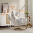Upholstered Nursery Rocking Chair with Side Pocket, 300lbs | High-Density Sponge, Rubber Wood Base, Non-Slip Foot Pads, Polyester Fabric, Nursery & Living Room