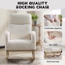 Upholstered Nursery Rocking Chair with Side Pocket, 300lbs | High-Density Sponge, Rubber Wood Base, Non-Slip Foot Pads, Polyester Fabric, Nursery & Living Room