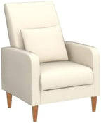 COLAMY Mid-Century Modern Upholstered Accent Chair with Back Pillow & Solid Wood Legs, Fabric Cozy Armchair for Living Room, Bedroom, Reading Nook, Apartment & Small Spaces, Beige
