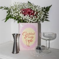 Steel Mill & Co Original Cocktail Recipe Book-Shaped Decorative Vase, Ceramic Vases for Home Decor, Vintage Inspired Kitchen and Bar Cart Decor, Unique Vase for Book Lovers (Cocktail Party)