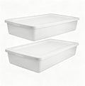 2-Pack 41 Quart Clear Plastic Underbed Storage Container with White Snap-On Lid for Dorm Room, Apartment, and Small Space Storage