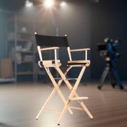 Filmcraft Professional Grade Studio Director's Chairs (30" Bar Height, Natural Finish, Black Nylon Canvas)