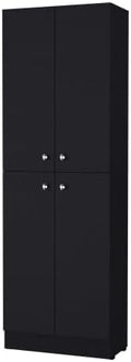 71" Tall Kitchen Pantry Cabinet with Storage,4-Door Wooden Cupboard Credenza Bufffet Cabinet, Freestanding Kitchen Hutch for Living Room, Dining Room,Black