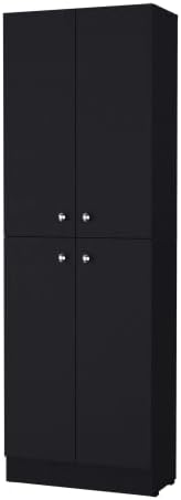 71" Tall Kitchen Pantry Cabinet with Storage,4-Door Wooden Cupboard Credenza Bufffet Cabinet, Freestanding Kitchen Hutch for Living Room, Dining Room,Black