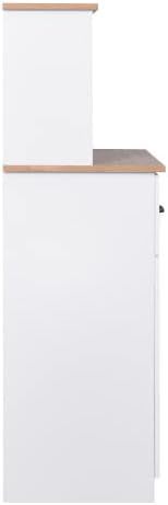 Kitchen Pantry Cabinet, Wooden Buffet Sideboard for Coffee Maker & Toaster, Storage Cabinet for Snacks, Spices & Wine, Fits Kitchen, Dining Room & Coffee Bar,Brown White
