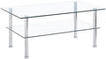 Modern Glass and Metal 2-Tier Side Table, Transparent Tstructure with Storage Space Underneath for The Living Room, Bedroom, or Home Office