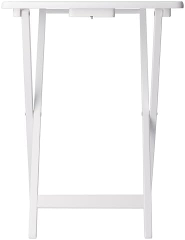 Winsome Alex Set of 2 Foldable Snack Tables, White | Easy to Store Small Portable Fold Up Table Set for Kitchen, Living Room TV Dining, Crafts, Puzzles, Work From Home