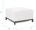 Howard Elliott Axis Patio Ottoman with Cover, Upholstered Footstoll Coffee Table Ottoman Bench, Seating Futniture for Both Indoor & Outdoor Home and Office, Titanium Frame, Seascape Natural