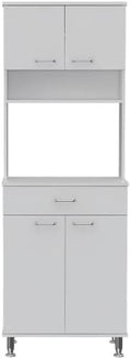 Della 60 Kitchen Pantry with Countertop, Closed & Open Storage -White