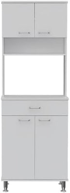 Della 60 Kitchen Pantry with Countertop, Closed & Open Storage -White
