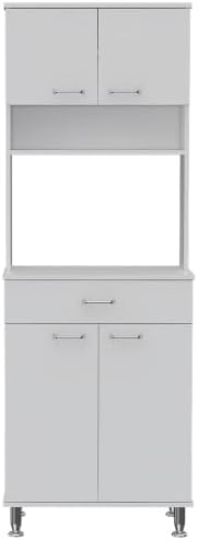 Della 60 Kitchen Pantry with Countertop, Closed & Open Storage -White