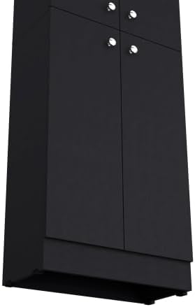 71" Tall Kitchen Pantry Cabinet with Storage,4-Door Wooden Cupboard Credenza Bufffet Cabinet, Freestanding Kitchen Hutch for Living Room, Dining Room,Black