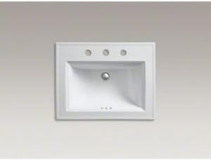 Kohler K-2337-8-7 Memoirs Rectangular Drop-In Single Bowl Bathroom Sink Black