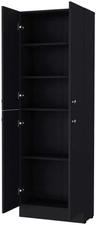 71" Tall Kitchen Pantry Cabinet with Storage,4-Door Wooden Cupboard Credenza Bufffet Cabinet, Freestanding Kitchen Hutch for Living Room, Dining Room,Black