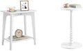 VASAGLE Small Rectangular End Table, Round End Drink Table, Cloud White ULET332W01, ULET293WB02S