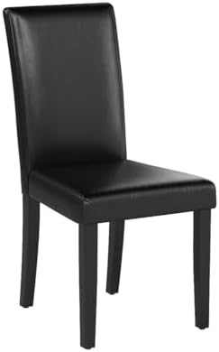 Yaheetech Dining Chairs Set of 4 PU Leather Upholstered Parsons Dining Chairs with Solid Wood Legs for Kitchen/Living Room/Restaurant, Modern Style, Black
