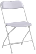 VINGLI 10 Pack White Plastic Folding Chair, Indoor Outdoor Portable Stackable Commercial Seat with Steel Frame 350lb. Capacity for Events Office Wedding Party Picnic Kitchen Dining