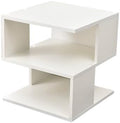 15.7" Modern White 2-Tier Side Table, Minimalist Engineered Wood End Table, Open Storage Bookshelf for Living Room Bedroom