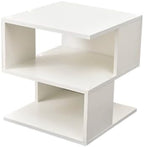 15.7" Modern White 2-Tier Side Table, Minimalist Engineered Wood End Table, Open Storage Bookshelf for Living Room Bedroom