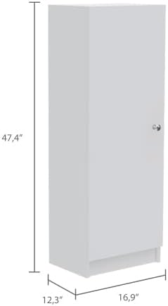 Della 60 Kitchen Pantry with Countertop, Closed & Open Storage -White