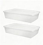 2-Pack 41 Quart Clear Plastic Underbed Storage Container with White Snap-On Lid for Dorm Room, Apartment, and Small Space Storage