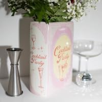 Steel Mill & Co Original Cocktail Recipe Book-Shaped Decorative Vase, Ceramic Vases for Home Decor, Vintage Inspired Kitchen and Bar Cart Decor, Unique Vase for Book Lovers (Cocktail Party)