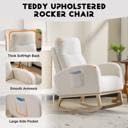 Upholstered Nursery Rocking Chair with Side Pocket, 300lbs | High-Density Sponge, Rubber Wood Base, Non-Slip Foot Pads, Polyester Fabric, Nursery & Living Room