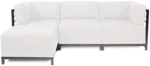 Howard Elliott Axis Patio Ottoman with Cover, Upholstered Footstoll Coffee Table Ottoman Bench, Seating Futniture for Both Indoor & Outdoor Home and Office, Titanium Frame, Seascape Natural