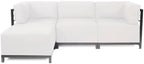 Howard Elliott Axis Patio Ottoman with Cover, Upholstered Footstoll Coffee Table Ottoman Bench, Seating Futniture for Both Indoor & Outdoor Home and Office, Titanium Frame, Seascape Natural