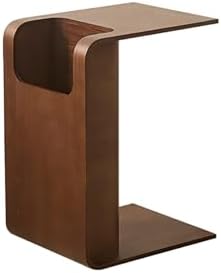 C-Shaped Sofa Side Table with Storage - Narrow End Table for Living Room & Bedroom, Multi-Functional Snack & Laptop Desk, Stylish Walnut Finish (35x44x60cm)