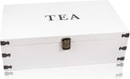 White Wooden Tea Box Storage Chest Box Big Pine Wood Kitchen Organizer Large, Tall, Adjustable