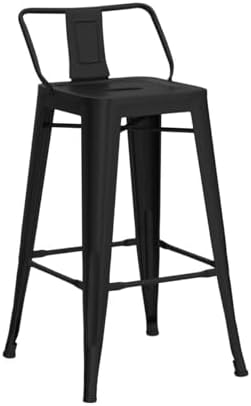 30 inch Metal Bar Stools Set of 4 Bar Height Stools with Backs Industrial Low Back Bar Chairs for Indoor Outdoor Matte Black