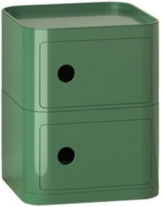 Square ABS Nightstand with Drawers, Modern Style Side Table, Bedside Table with Round Handle, Small Storage Cabinet for Bedroom, Office and Living Room(Green,Small)