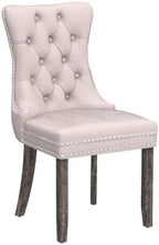KCC Velvet Dining Chairs Set of 4, Upholstered High-end Tufted Dining Room Chair with Nailhead Back Ring Pull Trim Solid Wood Legs, Nikki Collection Modern Style for Kitchen, Beige