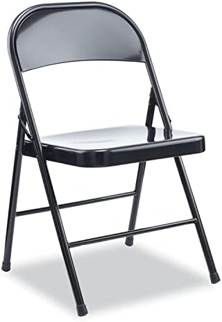 Alera Armless Steel Folding Chair, Supports Up to 275 lb, Black Seat, Black Back, Black Base, 4/Carton