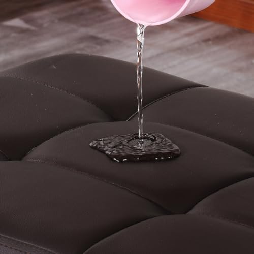 Luxurious Ottoman with Storage,Upholstered Storage Ottoman Padded Seat for Living Room Bedroom,Faux Leather Small Cube Foot Rest Stool with Hinged Lid (Grey)