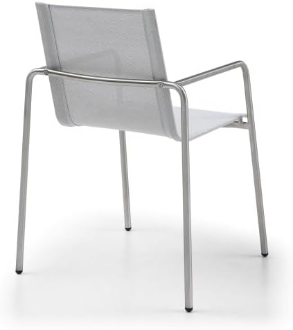 HomeRoots Set of Four Light Gray Steel Sling Outdoor Arm Chairs