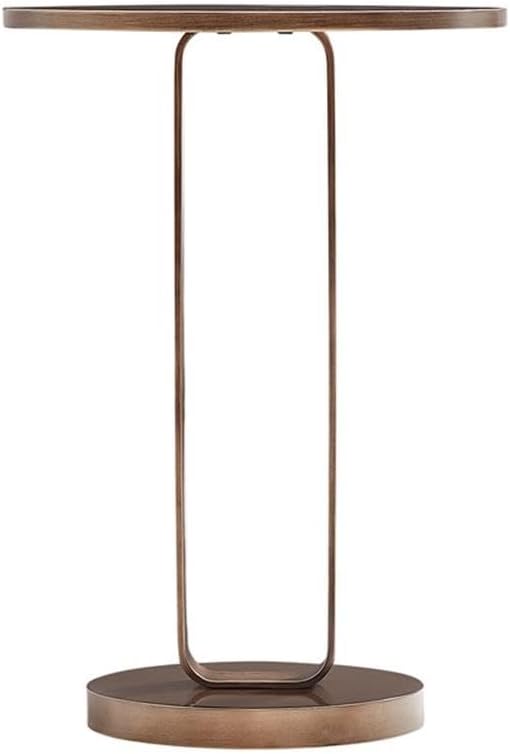 Pemberly Row Contemporary Round Accent Table, Antique Bronze Metal Finish, 15.75" Diameter x 22.5" H, Open Oval Pedestal Design, Compact Durable Side Table for Living Room or Bedroom Decor
