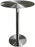 Round Bar Table,Sofa Side Table for Living Room,Freestanding Breakfast Desk with Stainless Steel Top and Stand,Easy to Assemble(50x105cm)