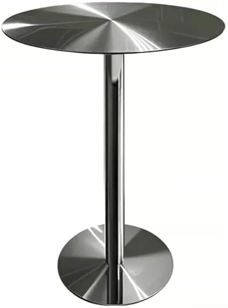 Round Bar Table,Sofa Side Table for Living Room,Freestanding Breakfast Desk with Stainless Steel Top and Stand,Easy to Assemble(50x105cm)