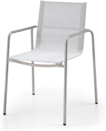 HomeRoots Set of Four Light Gray Steel Sling Outdoor Arm Chairs