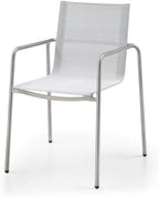 HomeRoots Set of Four Light Gray Steel Sling Outdoor Arm Chairs