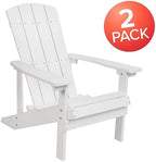 Flash Furniture Charlestown Poly Resin Adirondack Chair - White - All Weather - Indoor/Outdoor - Set of 2