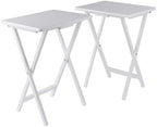 Winsome Alex Set of 2 Foldable Snack Tables, White | Easy to Store Small Portable Fold Up Table Set for Kitchen, Living Room TV Dining, Crafts, Puzzles, Work From Home