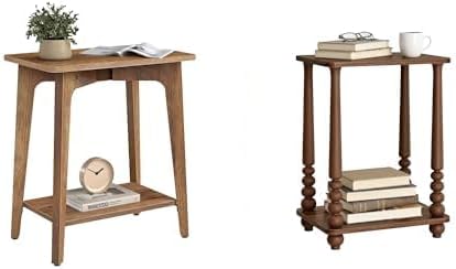 VASAGLE Small Rectangular End Table, Accent Nightstand for Small Spaces,Honey Brown ULET332K01 and Chestnut Walnut ULET294KX01S