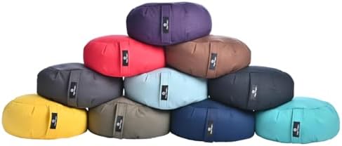Hugger Mugger Zafu Meditation Cushion - Support in Cross-Legged Sitting, Buckwheat Filled, Durable Fabric, Convenient Handle, Handmade in USA