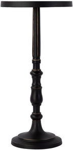 Beaumont Lane Round Metal Pedestal End Table, 12" W x 23.5" H, Bronze Powder-Coated Finish, Sturdy Aluminum Construction, Lightweight Design, Ideal for Living Room, Bedroom, Office, Commercial Use