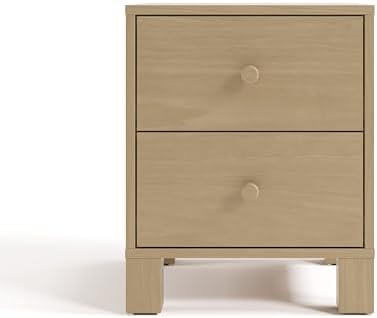 Storkcraft California 2-Drawer Nightstand, Driftwood | GREENGUARD Gold Certified Nightstand for Kids Bedroom, Premium Wood Storage with Elegant, Iconic Block Feet