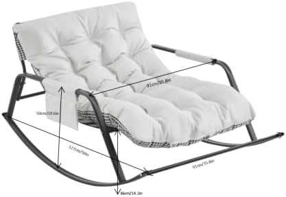 White Glider Rocking Chair for Nursery, Bonded Leather Upholstered Recliner with Extra Wide Seat, Modern Accent Lounge Armchair for Living Room Bedroom
