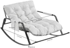 White Glider Rocking Chair for Nursery, Bonded Leather Upholstered Recliner with Extra Wide Seat, Modern Accent Lounge Armchair for Living Room Bedroom